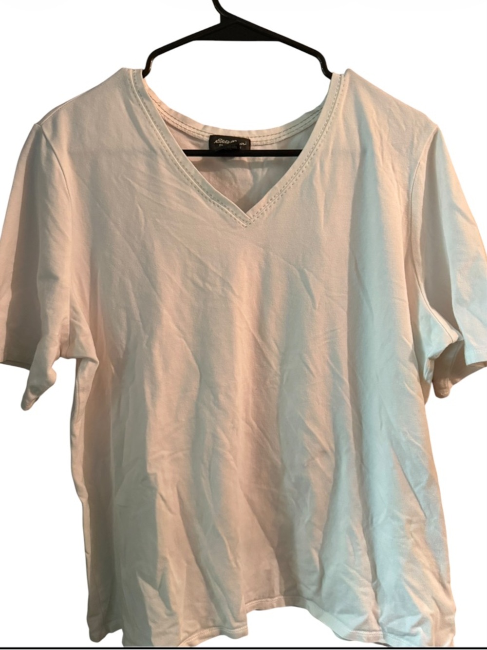 Eddie Bauer White Pima Cotton V-Neck Tee